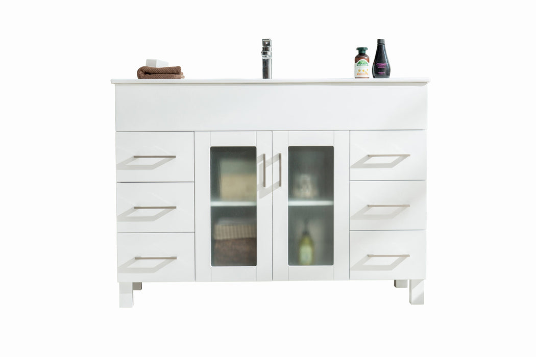 Laviva - Nova 48" White Bathroom Vanity with White Ceramic Basin Countertop