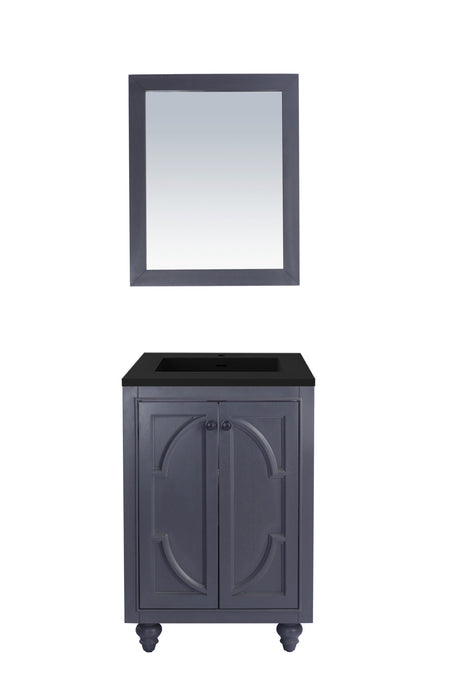 Laviva - Odyssey 24" Maple Grey Bathroom Vanity with Matte Black VIVA Stone Solid Surface Countertop