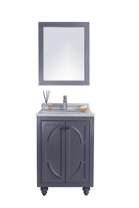 Laviva - Odyssey 24" Maple Grey Bathroom Vanity with White Stripes Marble Countertop