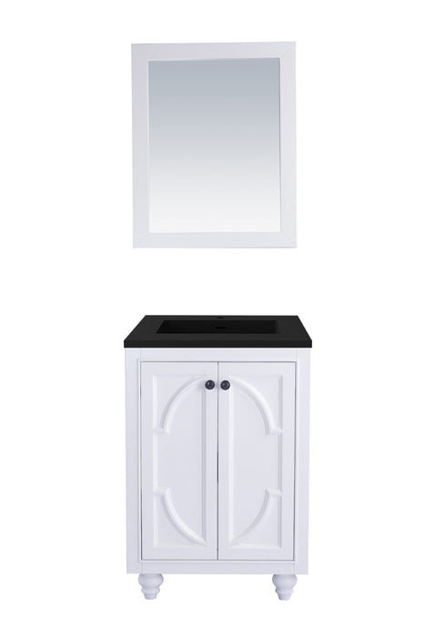 Laviva - Odyssey 24" White Bathroom Vanity with Matte Black VIVA Stone Solid Surface Countertop