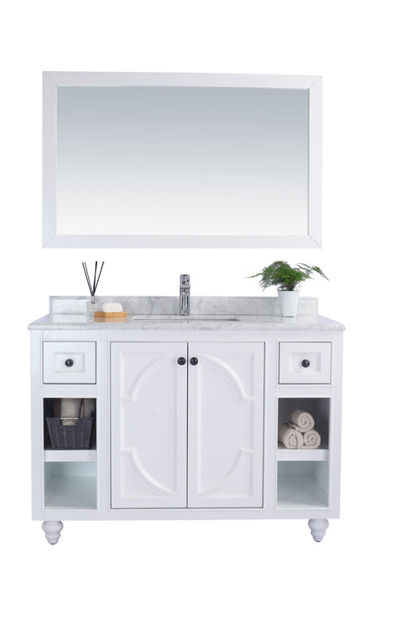 Laviva - Odyssey 48" White Bathroom Vanity with White Carrara Marble Countertop