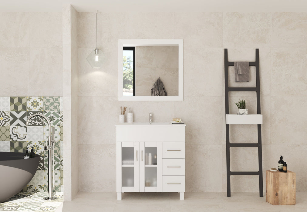 Laviva - Nova 32" White Bathroom Vanity with White Ceramic Basin Countertop