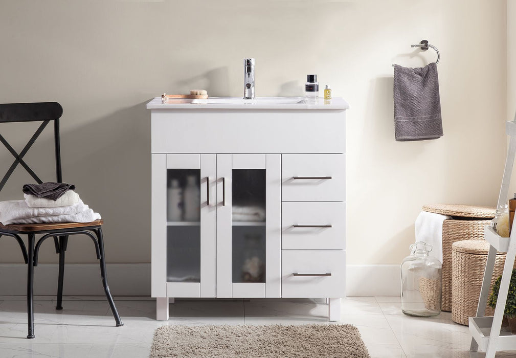 Laviva - Nova 32" White Bathroom Vanity with White Ceramic Basin Countertop