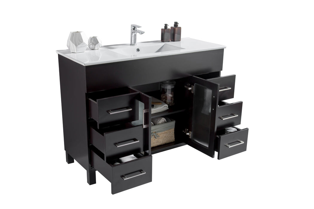 Laviva - Nova 48" Espresso Bathroom Vanity with White Ceramic Basin Countertop