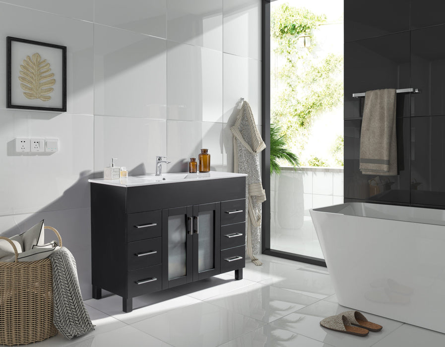 Laviva - Nova 48" Espresso Bathroom Vanity with White Ceramic Basin Countertop
