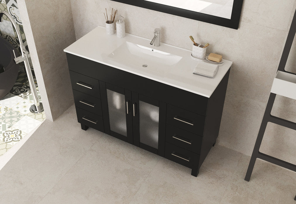 Laviva - Nova 48" Espresso Bathroom Vanity with White Ceramic Basin Countertop