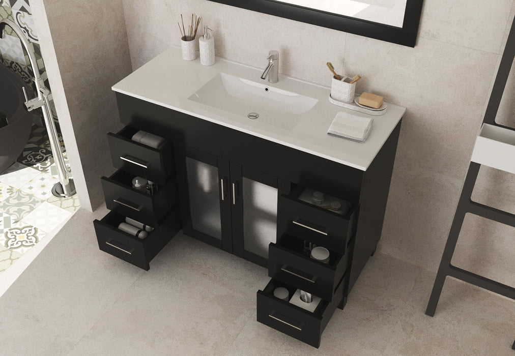 Laviva - Nova 48" Espresso Bathroom Vanity with White Ceramic Basin Countertop