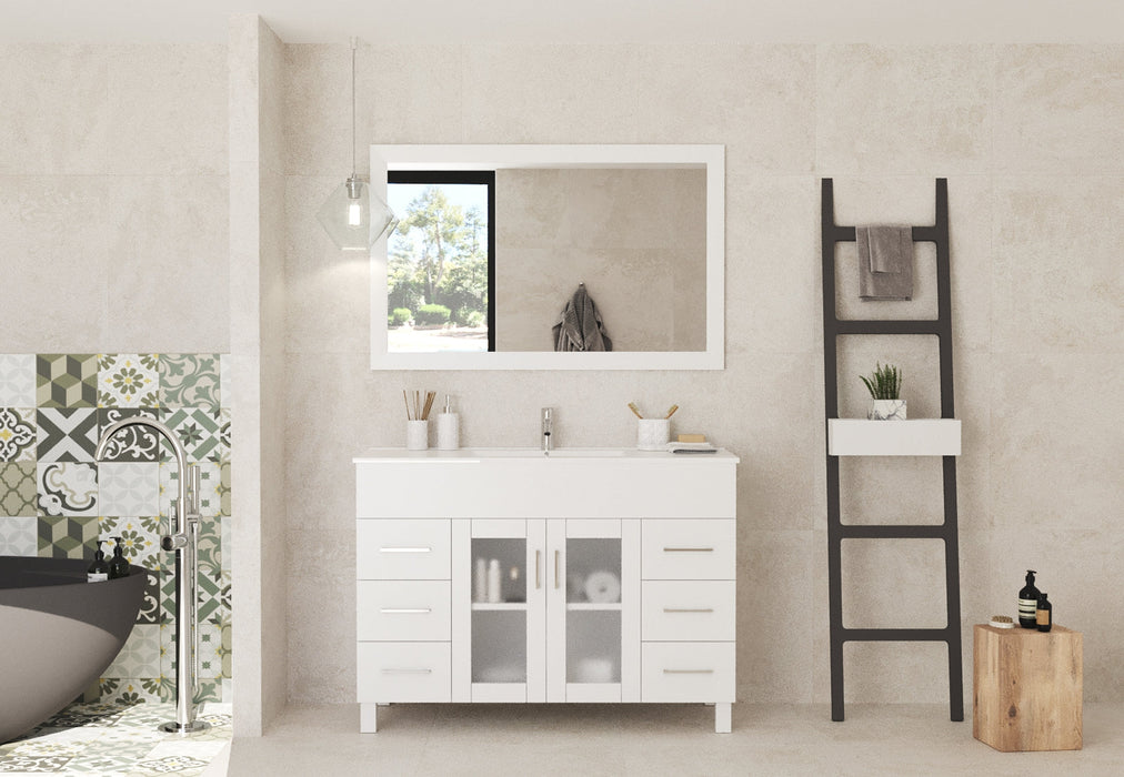Laviva - Nova 48" White Bathroom Vanity with White Ceramic Basin Countertop