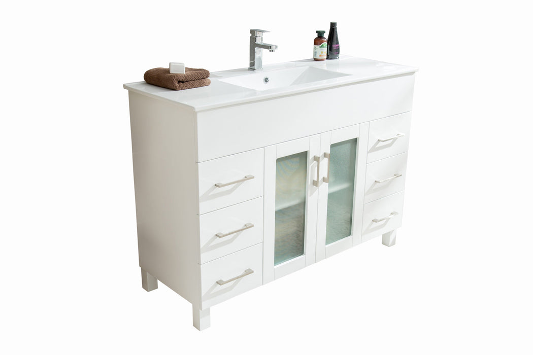 Laviva - Nova 48" White Bathroom Vanity with White Ceramic Basin Countertop
