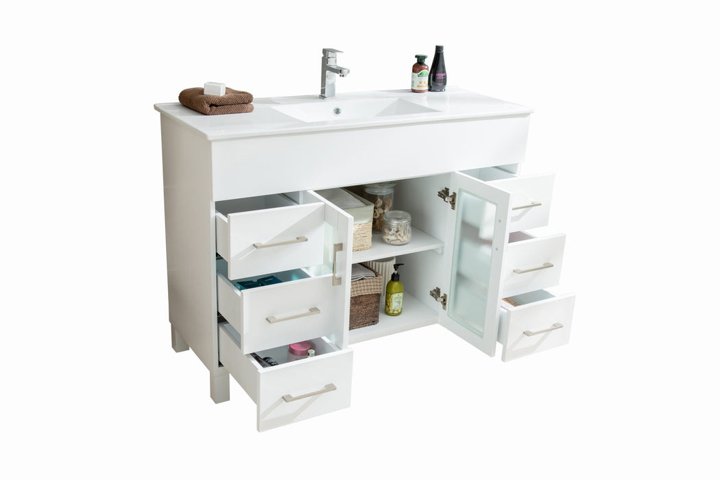 Laviva - Nova 48" White Bathroom Vanity with White Ceramic Basin Countertop