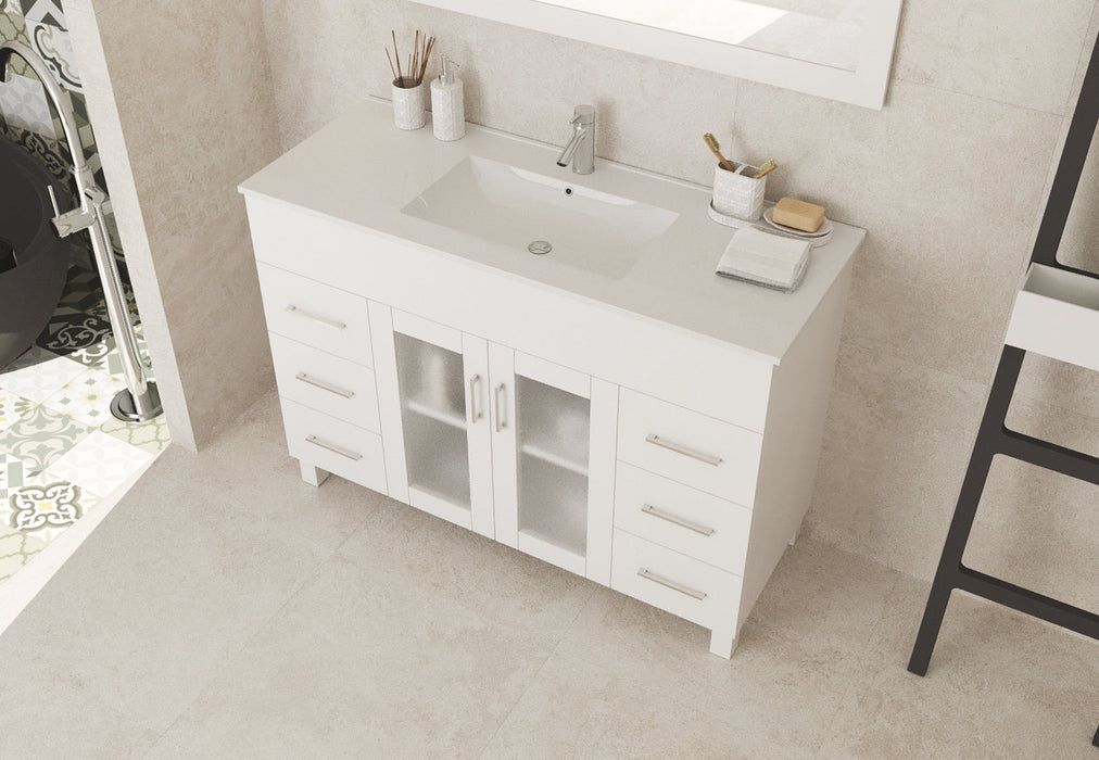 Laviva - Nova 48" White Bathroom Vanity with White Ceramic Basin Countertop