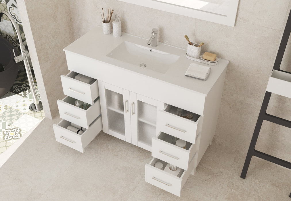 Laviva - Nova 48" White Bathroom Vanity with White Ceramic Basin Countertop