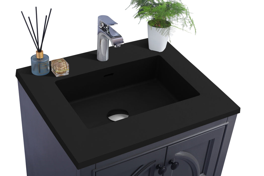 Laviva - Odyssey 24" Maple Grey Bathroom Vanity with Matte Black VIVA Stone Solid Surface Countertop