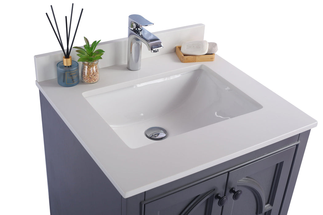 Laviva - Odyssey 24" Maple Grey Bathroom Vanity with White Quartz Countertop