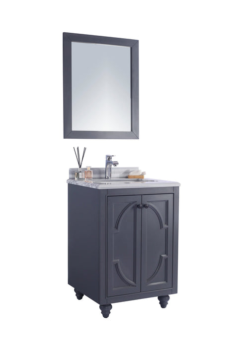 Laviva - Odyssey 24" Maple Grey Bathroom Vanity with White Stripes Marble Countertop