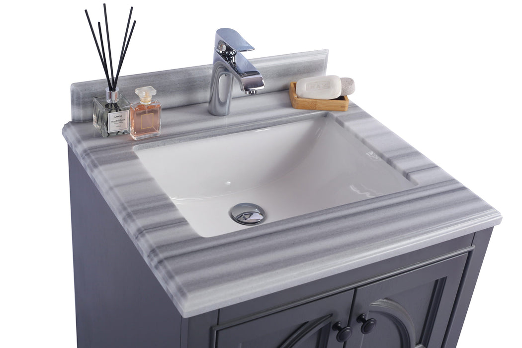 Laviva - Odyssey 24" Maple Grey Bathroom Vanity with White Stripes Marble Countertop