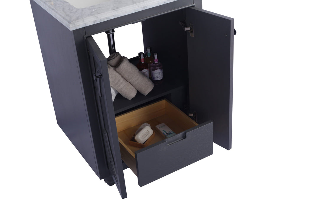 Laviva - Odyssey 24" Maple Grey Bathroom Vanity with White Stripes Marble Countertop