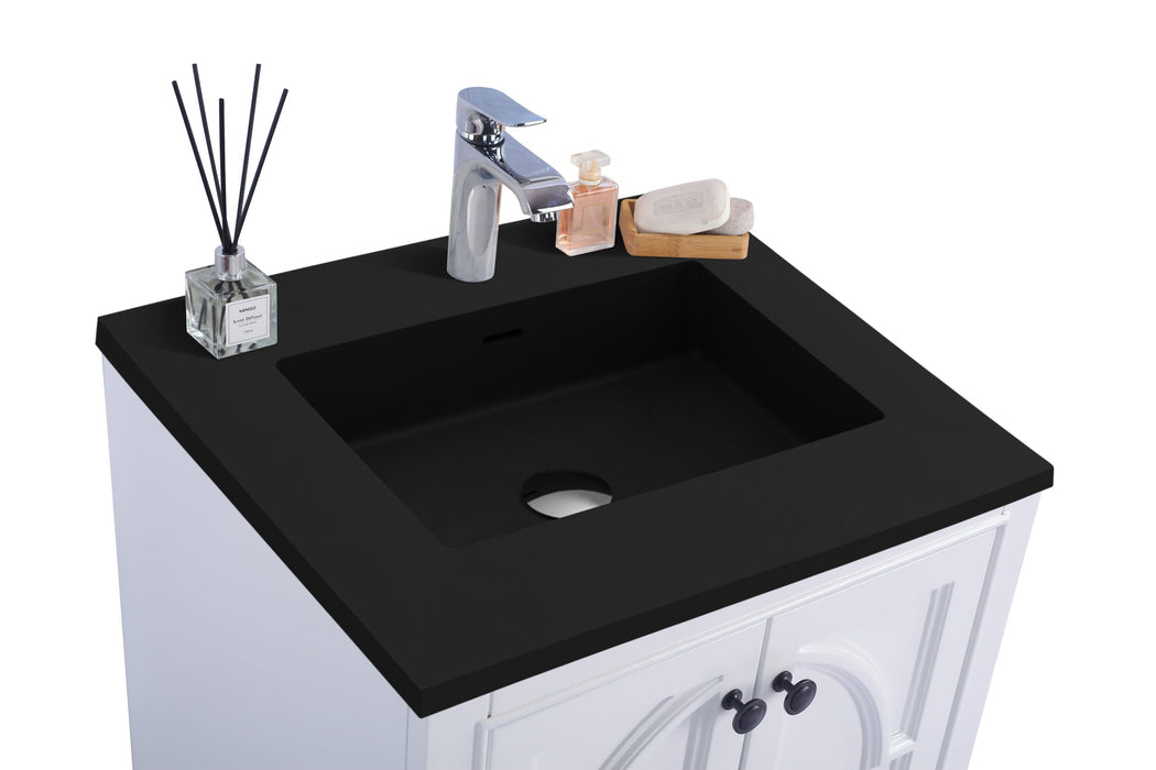 Laviva - Odyssey 24" White Bathroom Vanity with Matte Black VIVA Stone Solid Surface Countertop