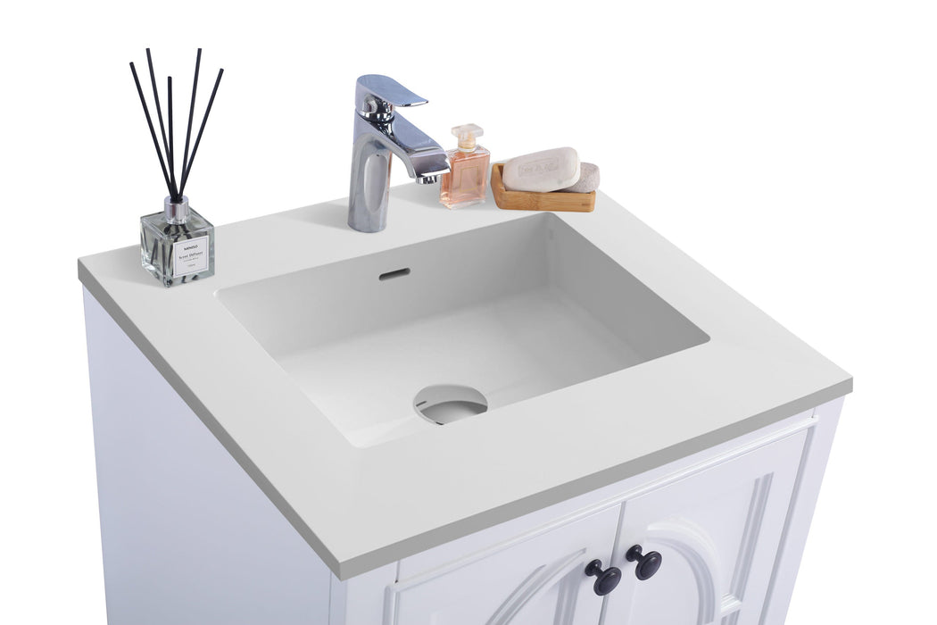 Laviva - Odyssey 24" White Bathroom Vanity with Matte White VIVA Stone Solid Surface Countertop