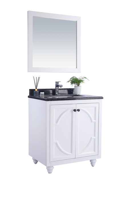 Laviva - Odyssey 30" White Bathroom Vanity with Black Wood Marble Countertop
