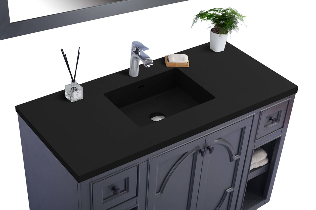 Laviva - Odyssey 48" Maple Grey Bathroom Vanity with Matte Black VIVA Stone Solid Surface Countertop