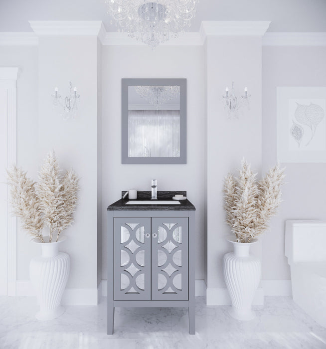 Laviva - Mediterraneo 24" Grey Bathroom Vanity with Black Wood Marble Countertop