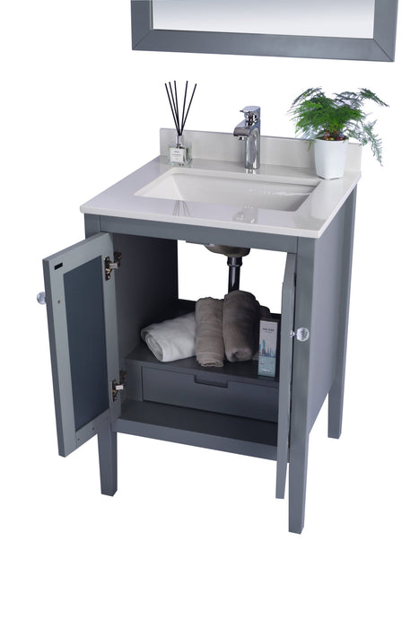 Laviva - Mediterraneo 24" Grey Bathroom Vanity with White Quartz Countertop