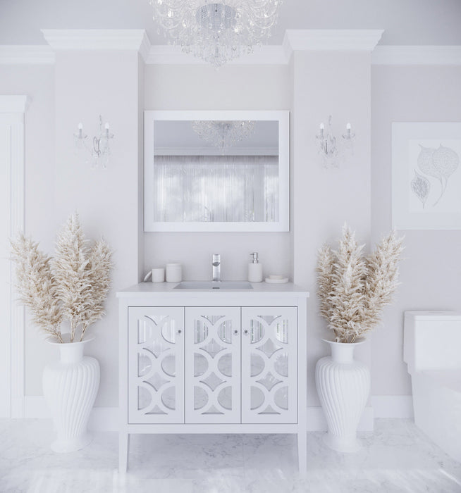 Laviva - Mediterraneo 36" White Bathroom Vanity with Matte White VIVA Stone Solid Surface Countertop