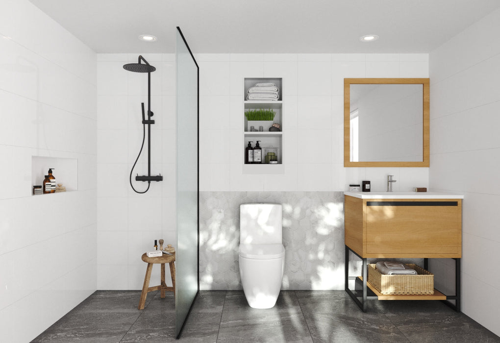 Laviva - Alto 30" California White Oak Bathroom Vanity with Matte White VIVA Stone Solid Surface Countertop