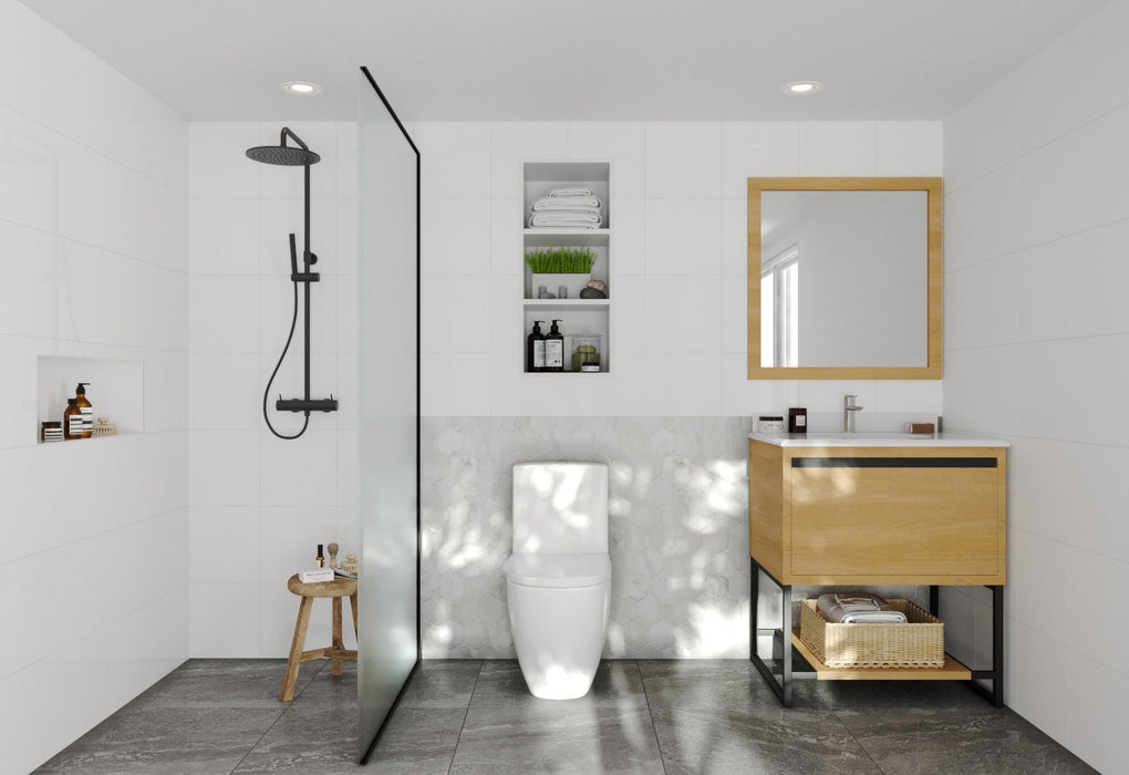 Laviva - Alto 30" California White Oak Bathroom Vanity with Pure White Phoenix Stone Countertop