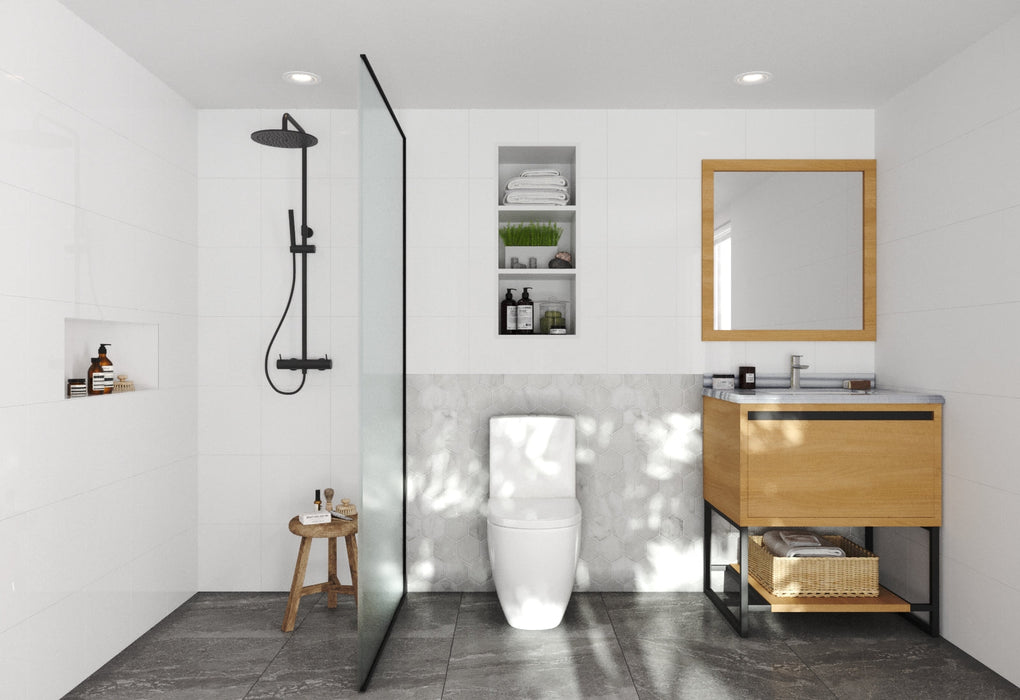 Laviva - Alto 30" California White Oak Bathroom Vanity with White Stripes Marble Countertop