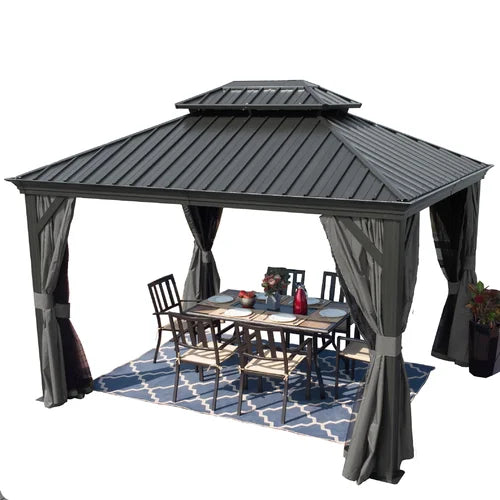 Annelyse 12 Ft. W x 10 Ft. D Aluminum Patio Gazebo (Gray)