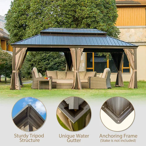 Calaro 20 Ft. W x 12 Ft. D Galvanized Steel Patio Gazebo