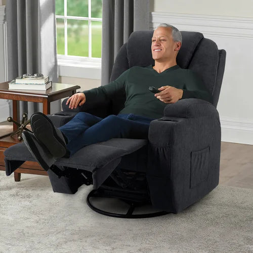 Heated Massage Chair with Swivel and Rocking Function