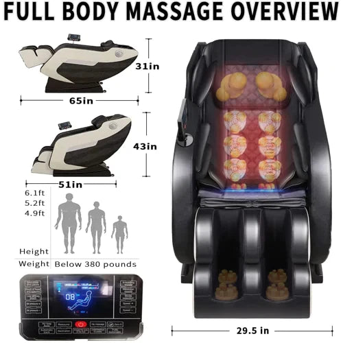 Leather Match Reclining Heated Massage Chair